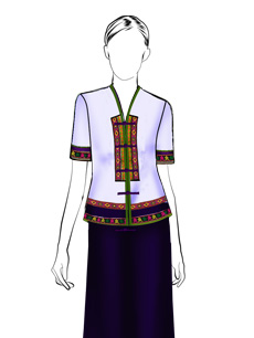 海南传统黎族服饰女式短袖上衣+长裤方案设计